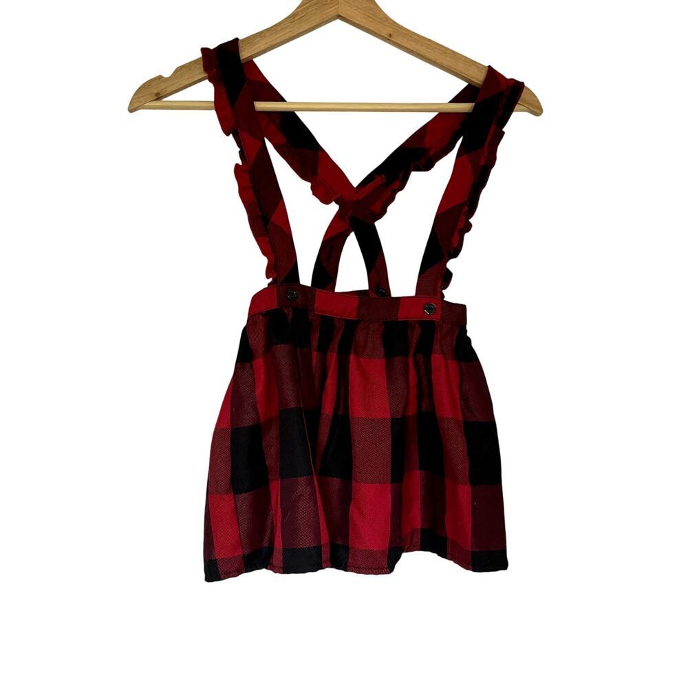 Disney Pippa and Julie 4T red black checkered suspender skirt kids size holiday